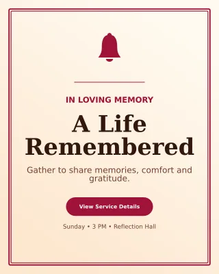 Luxe Memorial Ceremony Invitation — editable white ceremony template, instagram portrait