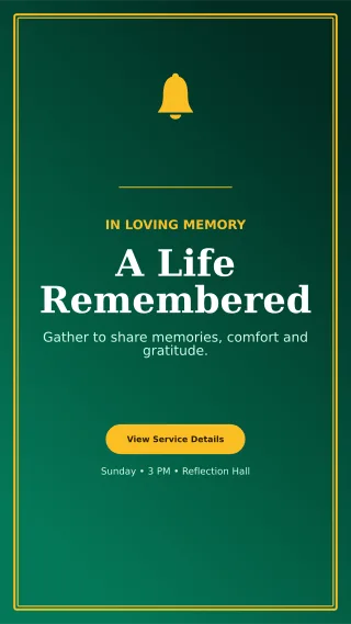 Luxe Memorial Ceremony Mobile Invite — editable black ceremony template, story / reel