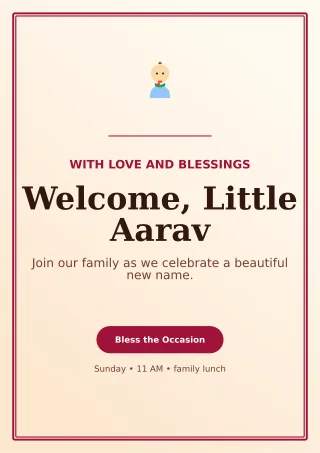 Luxe Naming Ceremony Ceremony Poster — editable white ceremony template, a4 print