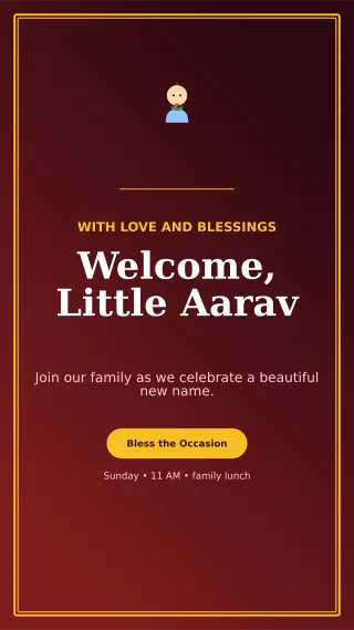 Luxe Naming Ceremony Mobile Invite — editable black ceremony template, story / reel