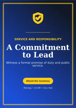 Luxe Oath Ceremony Ceremony Poster — editable blue ceremony template, a4 print