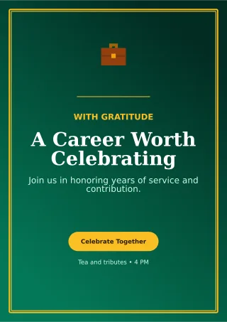 Luxe Retirement Ceremony Ceremony Poster — editable black ceremony template, a4 print