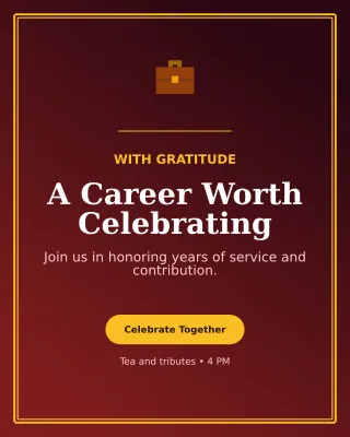 Luxe Retirement Ceremony Invitation — editable black ceremony template, instagram portrait