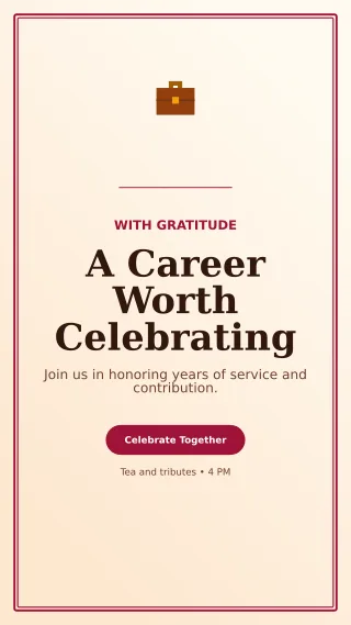 Luxe Retirement Ceremony Mobile Invite — editable white ceremony template, story / reel