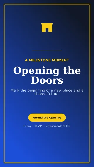 Luxe Ribbon Cutting Mobile Invite — editable blue ceremony template, story / reel