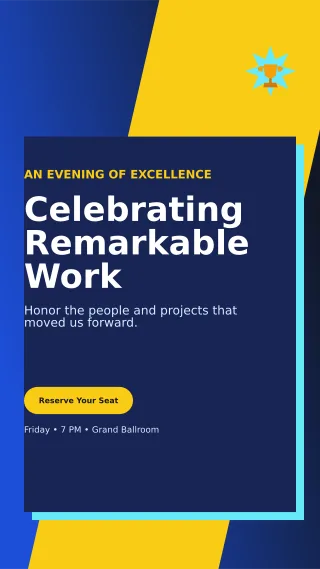 Neo Awards Ceremony Mobile Invite — editable blue ceremony template, story / reel