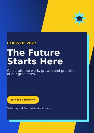 Neo Graduation Ceremony Ceremony Poster — editable blue ceremony template, a4 print
