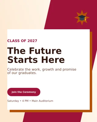 Neo Graduation Ceremony Invitation — editable white ceremony template, instagram portrait