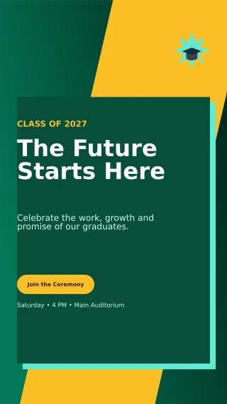 Neo Graduation Ceremony Mobile Invite — editable black ceremony template, story / reel