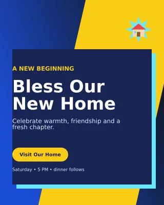 Neo Housewarming Ceremony Invitation — editable blue ceremony template, instagram portrait