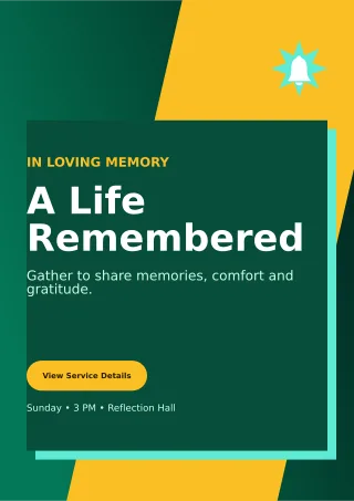 Neo Memorial Ceremony Ceremony Poster — editable black ceremony template, a4 print
