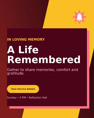 Neo Memorial Ceremony Invitation — editable black ceremony template, instagram portrait