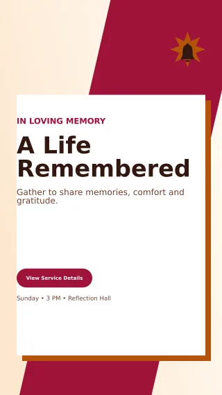 Neo Memorial Ceremony Mobile Invite — editable white ceremony template, story / reel