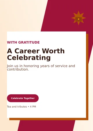 Neo Retirement Ceremony Ceremony Poster — editable white ceremony template, a4 print