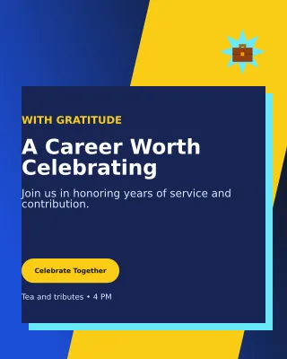 Neo Retirement Ceremony Invitation — editable blue ceremony template, instagram portrait