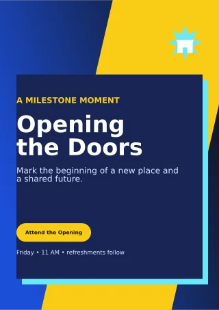 Neo Ribbon Cutting Ceremony Poster — editable blue ceremony template, a4 print