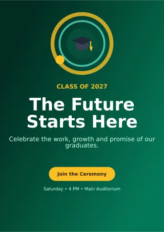 Orbit Graduation Ceremony Ceremony Poster — editable black ceremony template, a4 print