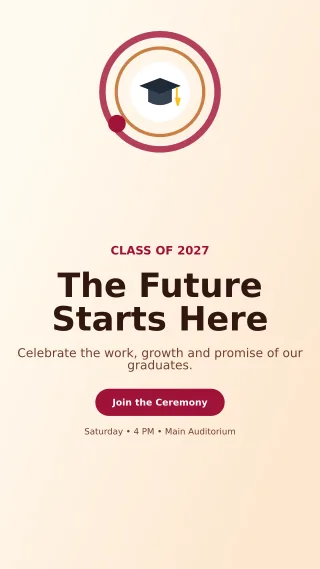 Orbit Graduation Ceremony Mobile Invite — editable white ceremony template, story / reel