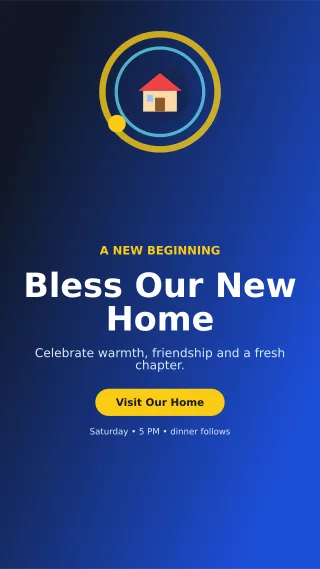 Orbit Housewarming Ceremony Mobile Invite — editable blue ceremony template, story / reel