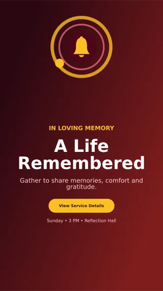 Orbit Memorial Ceremony Mobile Invite — editable black ceremony template, story / reel