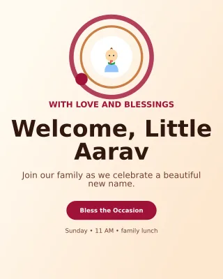 Orbit Naming Ceremony Invitation — editable white ceremony template, instagram portrait