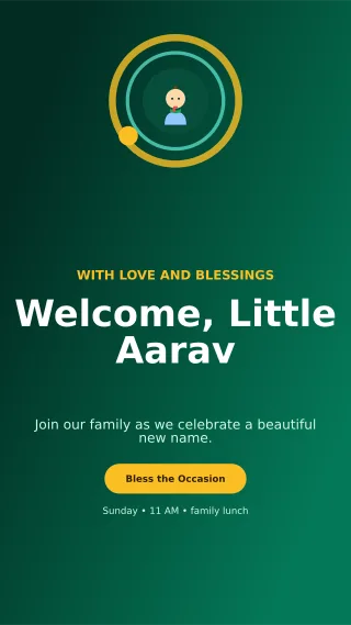 Orbit Naming Ceremony Mobile Invite — editable black ceremony template, story / reel