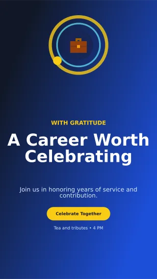Orbit Retirement Ceremony Mobile Invite — editable blue ceremony template, story / reel