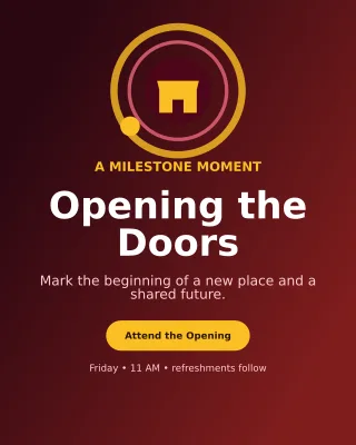 Orbit Ribbon Cutting Invitation — editable black ceremony template, instagram portrait