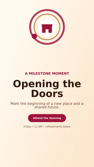 Orbit Ribbon Cutting Mobile Invite — editable white ceremony template, story / reel