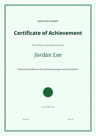 Certificate of Achievement — Sage Office — editable white certificate and label template, a4 print