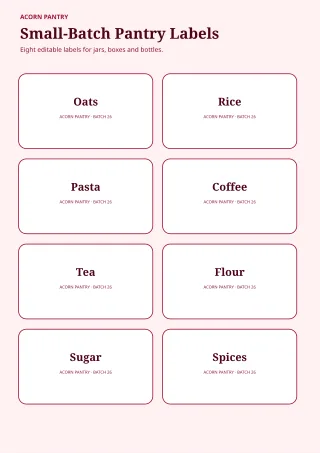 Product Label Sheet — Burgundy Studio — editable white certificate and label template, a4 print