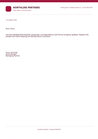 Professional Letterhead — Burgundy Studio — editable white certificate and label template, a4 print