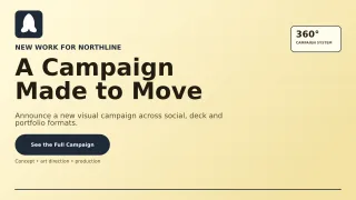 Ledger Creative Campaign Launch Project Deck — editable beige creative studio template, youtube thumbnail