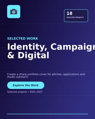 Ledger Graphic Design Portfolio Cover — editable blue creative studio template, instagram portrait