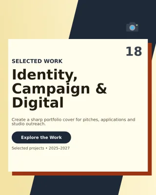 Monolith Graphic Design Portfolio Cover — editable beige creative studio template, instagram portrait