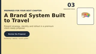 Precision Brand Design Proposal Project Deck — editable beige creative studio template, youtube thumbnail