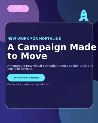 Prism Creative Campaign Launch Portfolio Cover — editable blue creative studio template, instagram portrait