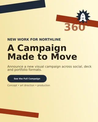 Signal Creative Campaign Launch Portfolio Cover — editable beige creative studio template, instagram portrait