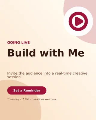 Aurora Livestream Announcement Portrait Post — editable white creator template, instagram portrait