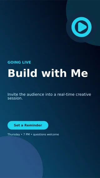 Aurora Livestream Announcement Story — editable black creator template, story / reel