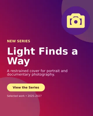 Aurora Photo Portfolio Portrait Post — editable purple creator template, instagram portrait