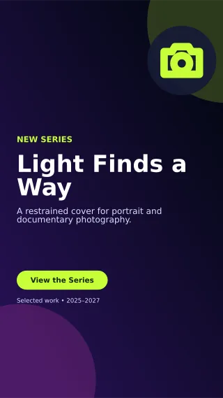 Aurora Photo Portfolio Story — editable black creator template, story / reel