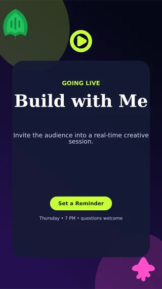 Botanical Livestream Announcement Story — editable black creator template, story / reel