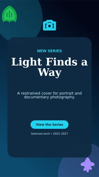 Botanical Photo Portfolio Story — editable black creator template, story / reel