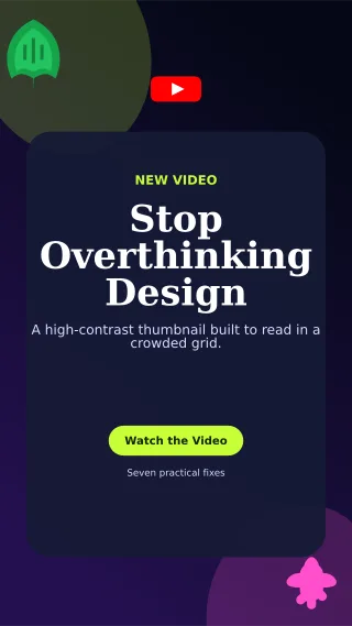 Botanical YouTube Thumbnail Story — editable black creator template, story / reel