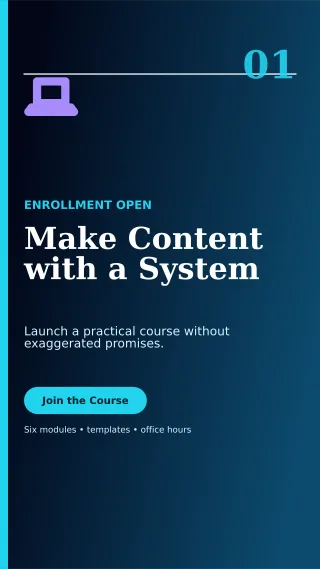Editorial Creator Course Story — editable black creator template, story / reel