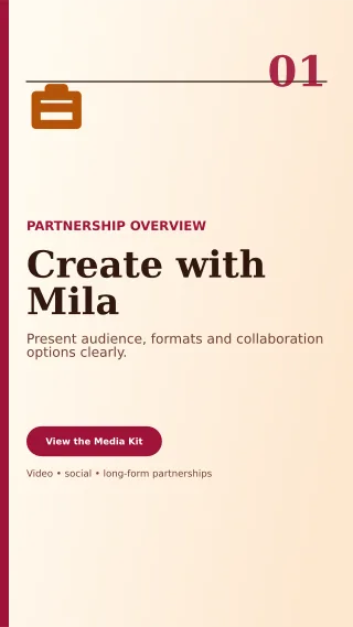 Editorial Creator Media Kit Story — editable white creator template, story / reel