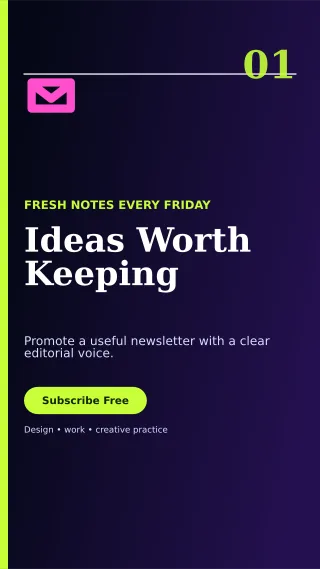 Editorial Creator Newsletter Story — editable black creator template, story / reel