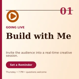 Editorial Livestream Announcement Square Post — editable white creator template, instagram post
