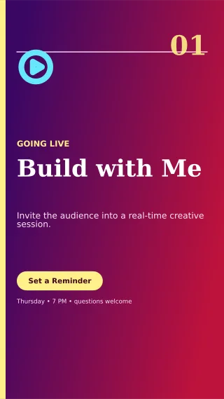 Editorial Livestream Announcement Story — editable purple creator template, story / reel